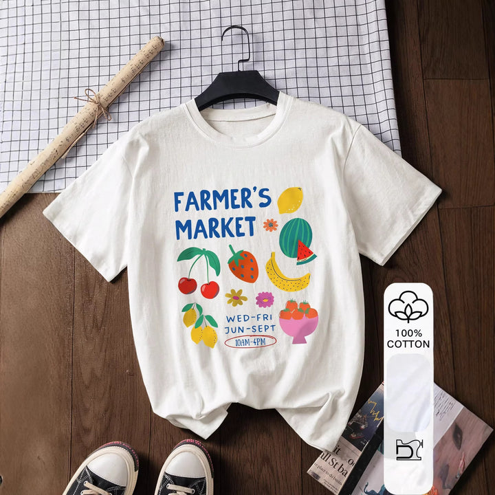 Dame T-shirt med kreativ frugt-design Skovae
