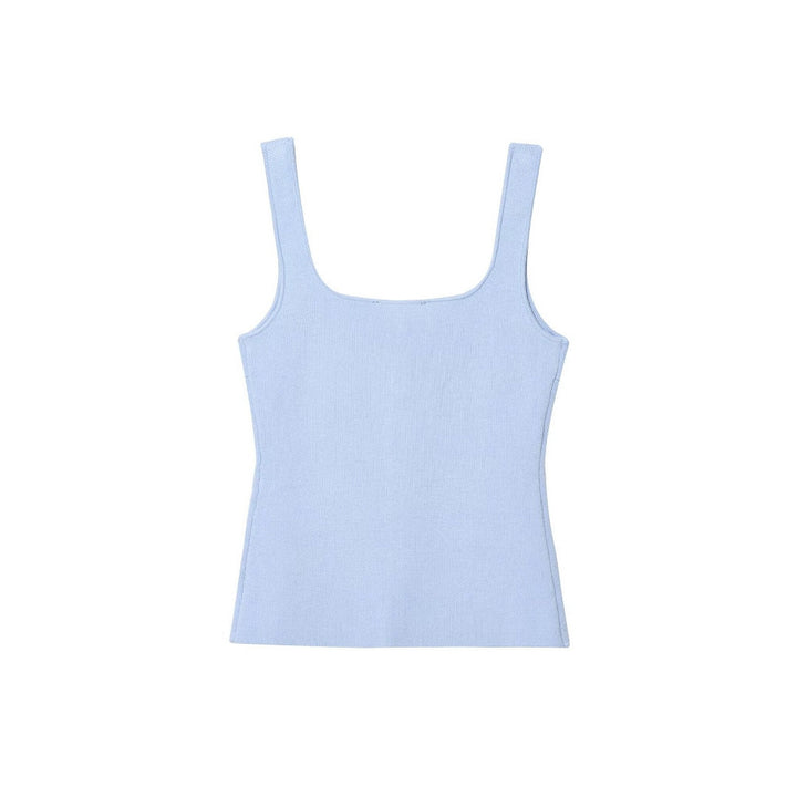 Femme Quadrat-Ausschnitt Knap-Op Tank Top Stilla