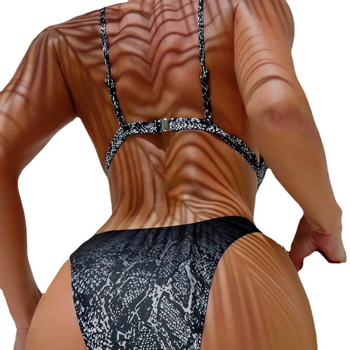 Dame Triangle Bikini Sæt med Slangehudtryk Stilla