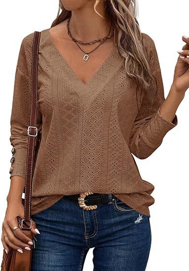 Dame V-hals sweater i hulstrik Stilla