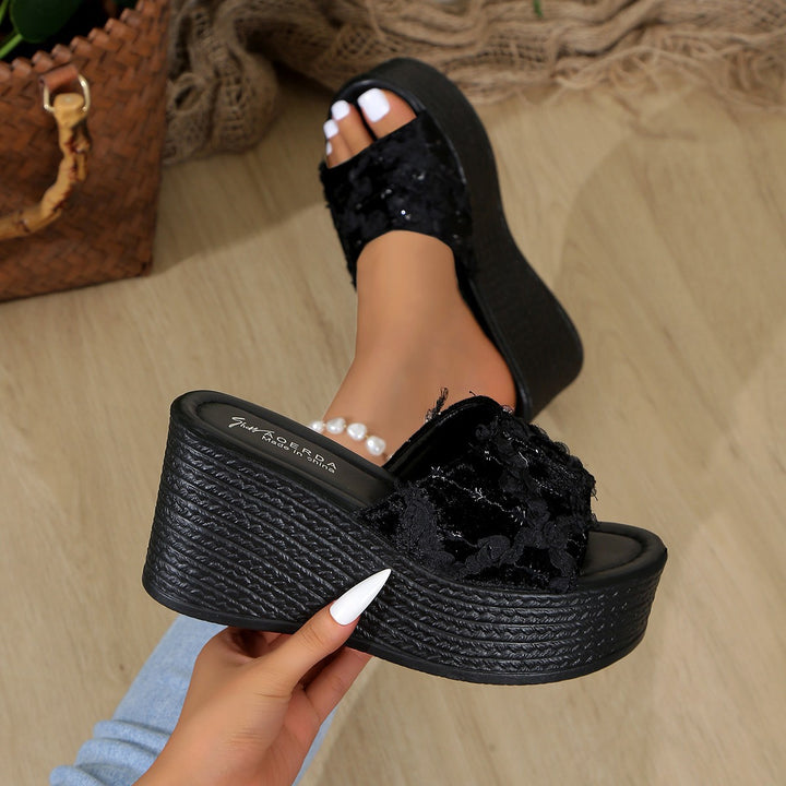 Dame mode Plateau-sandaler med dekorativt frynse-design Stilla