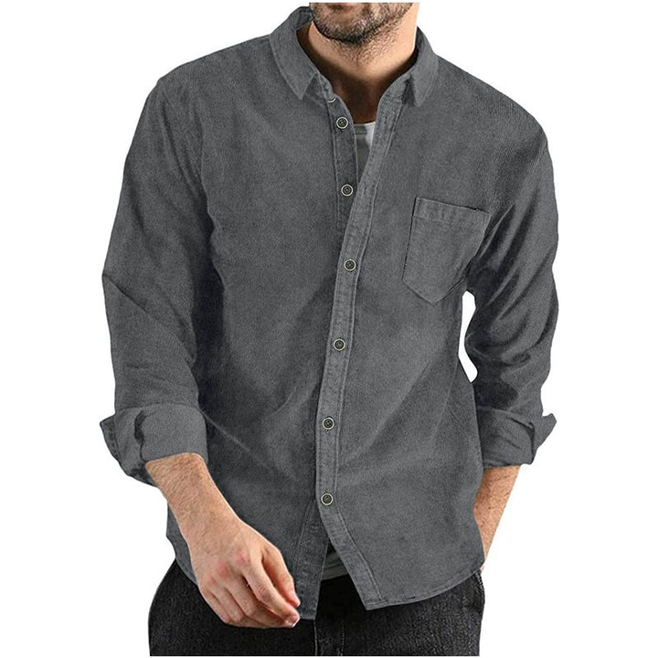Herrer cordskjorte med button-down krave og brystlomme Stilla