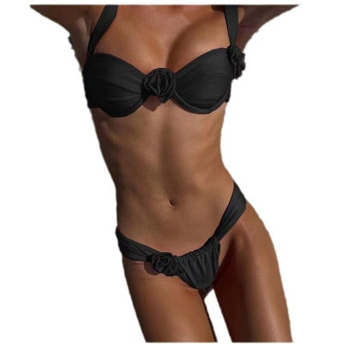 Femme Elegant Blomster-dekoreret Bikini Sæt Stilla