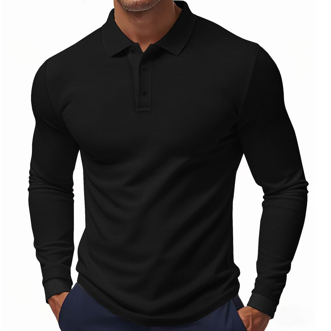 Herre langærmet poloshirt med struktureret design og moderne pasform Stilla
