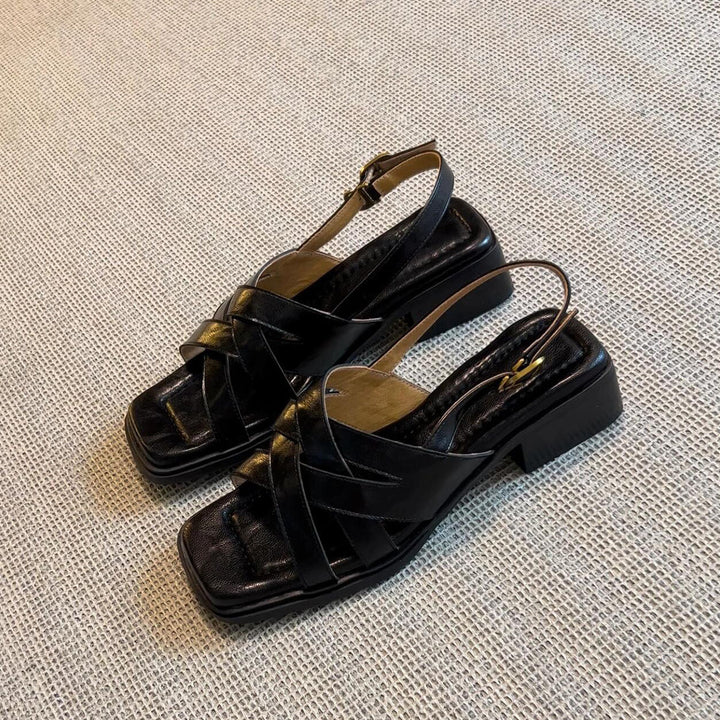 Dame Slingback Blokhælersandaler med Krydsdesign Stilla