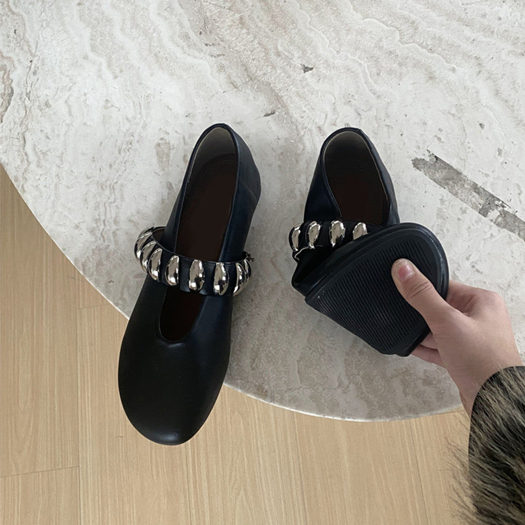 Dame elegante Mary Jane Ballerinas med dekorativ kæderem Stilla