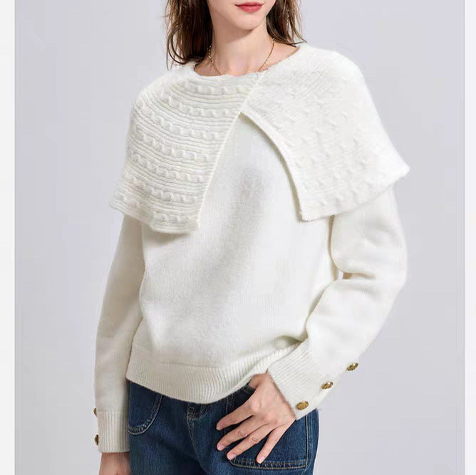 Kvinders elegante skovgrøn sweater med krave i høj kvalitet
