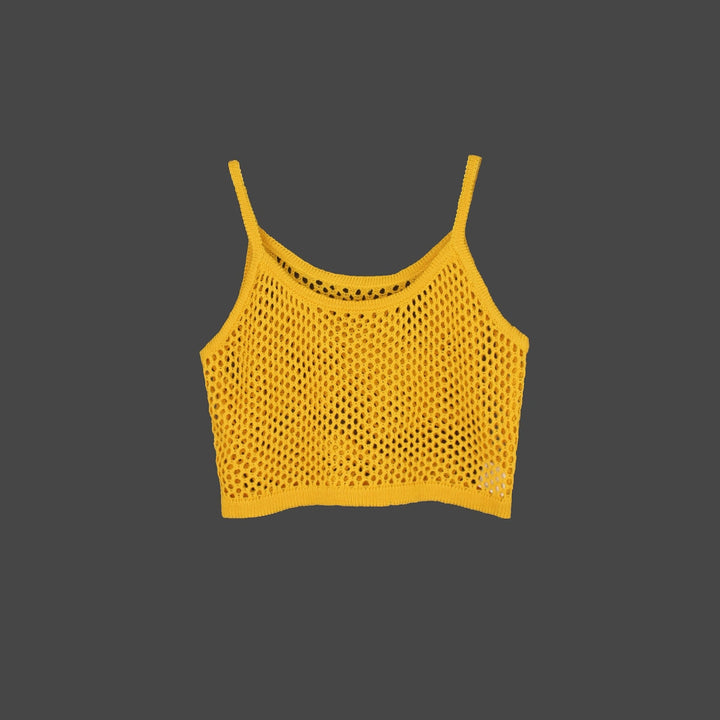 Dame luftig netmode-sæt med crop-top og slidsnederdel Stilla