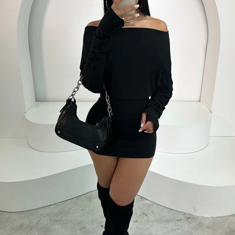 Dame elegant Off-Shoulder Minikjole med rynkede detaljer Stilla