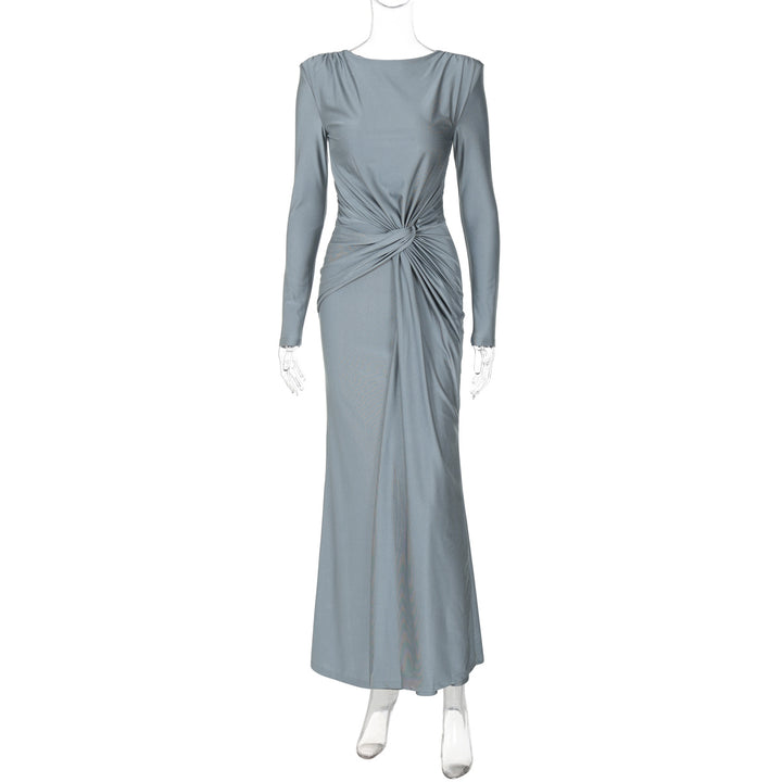 Dame Maxikjole med elegant omslagdesign og figursyet snit Stilla