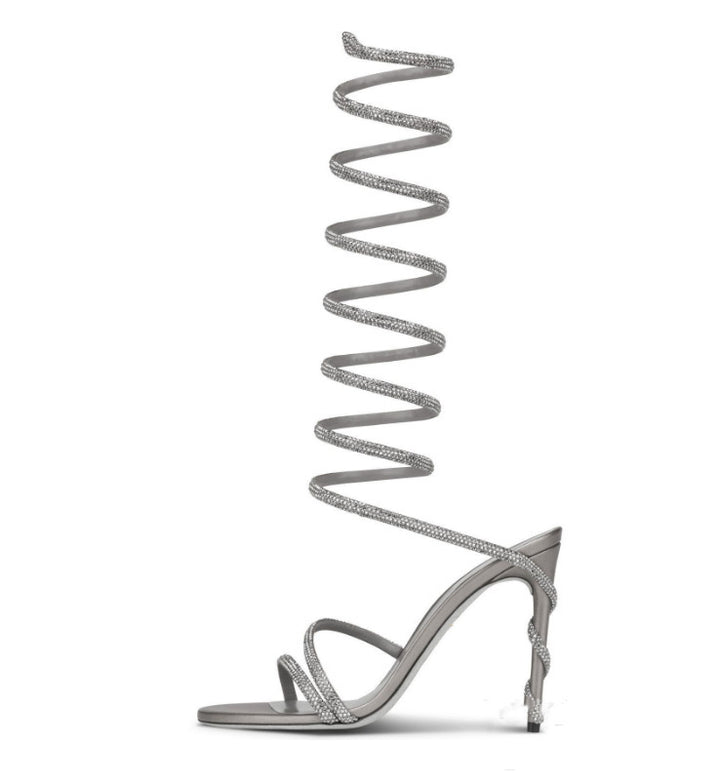 Femme Stiletto Høje Hæle Sandaler med Krystaludsmykning Stilla