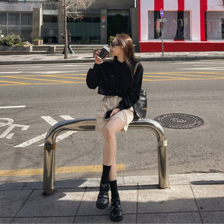 Kvinders afslappede cropped hoodie Stilla 1772505824