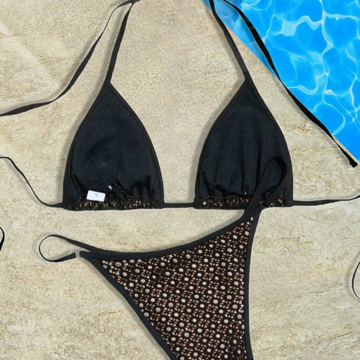Dame Triangle Bikini Sæt med detaljerede blomsterudsnit Stilla