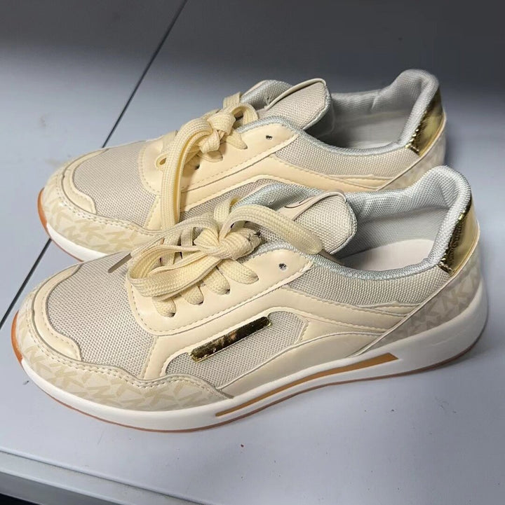Dame modiske Sneakers med åndbart tekstil- og læderkombination Stilla