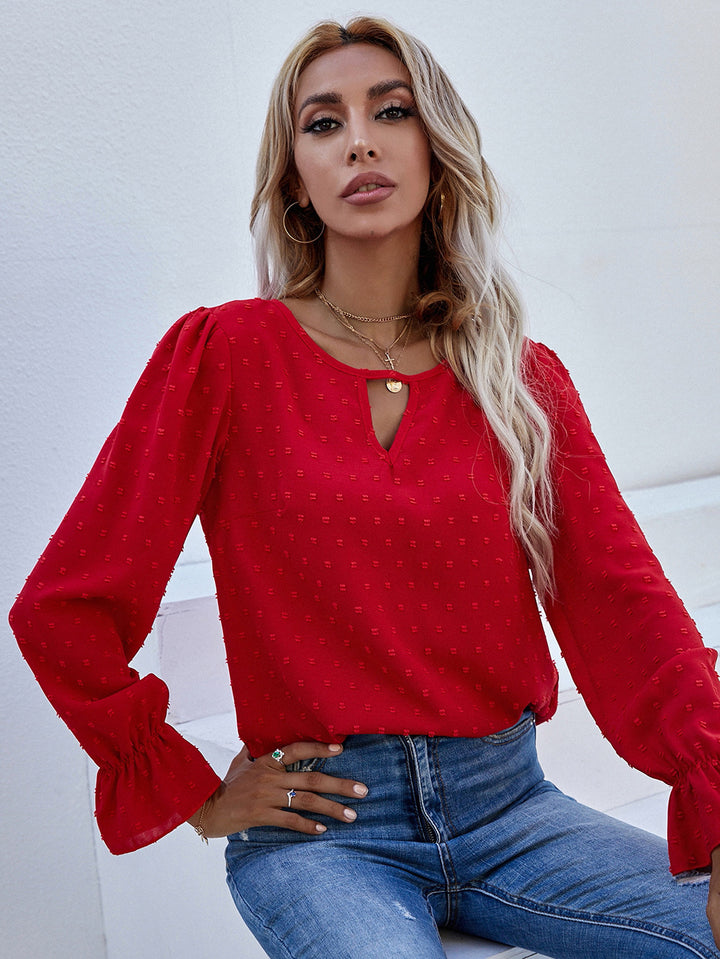 Dame Elegant Bluse med strukturerede Pufærmer og Byvenligt Design Stilla