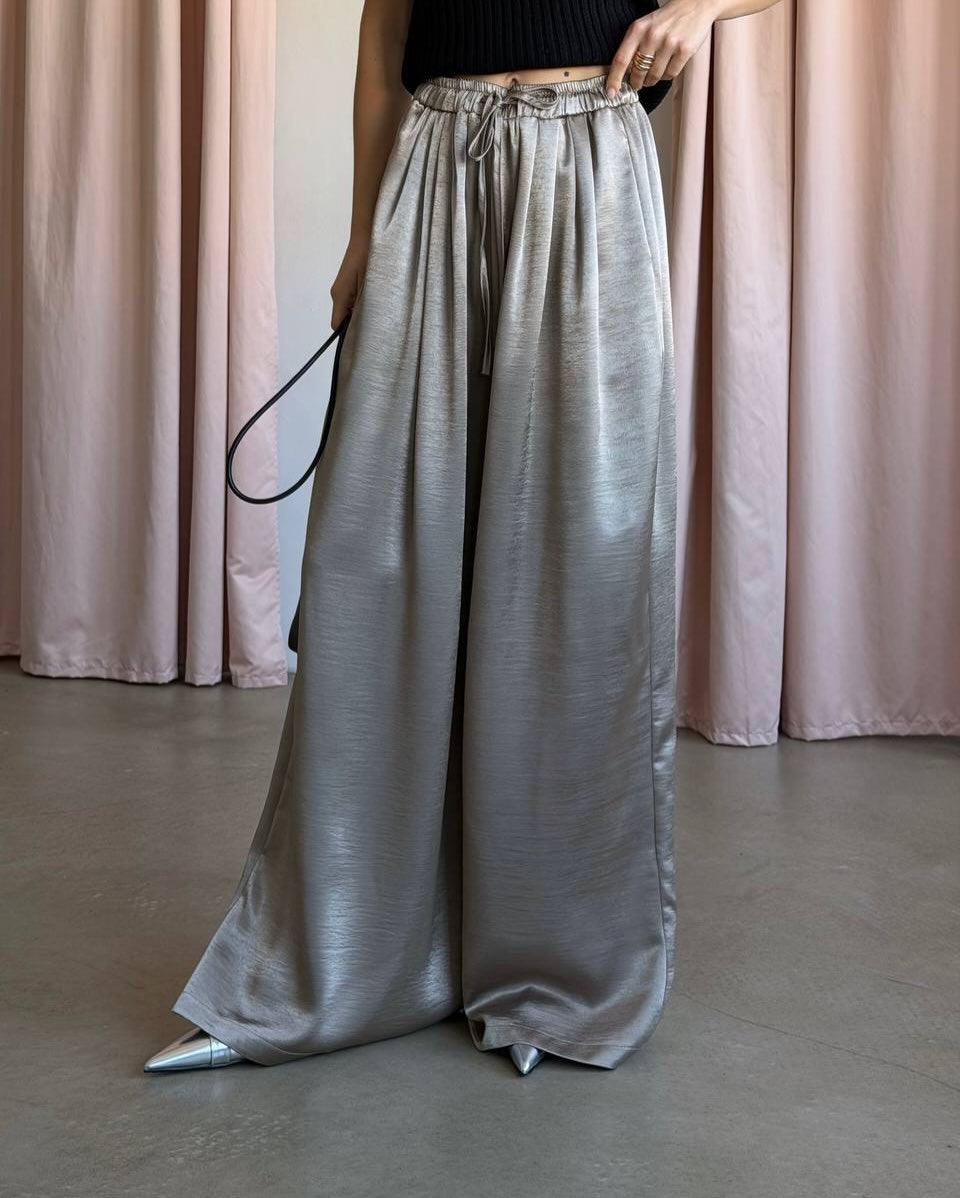 Kvinders elegante brede satinbukser Stilla