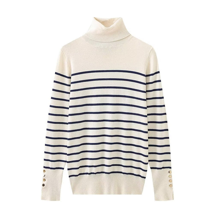 Femme Rullekravepullover med knapdetaljer Stilla