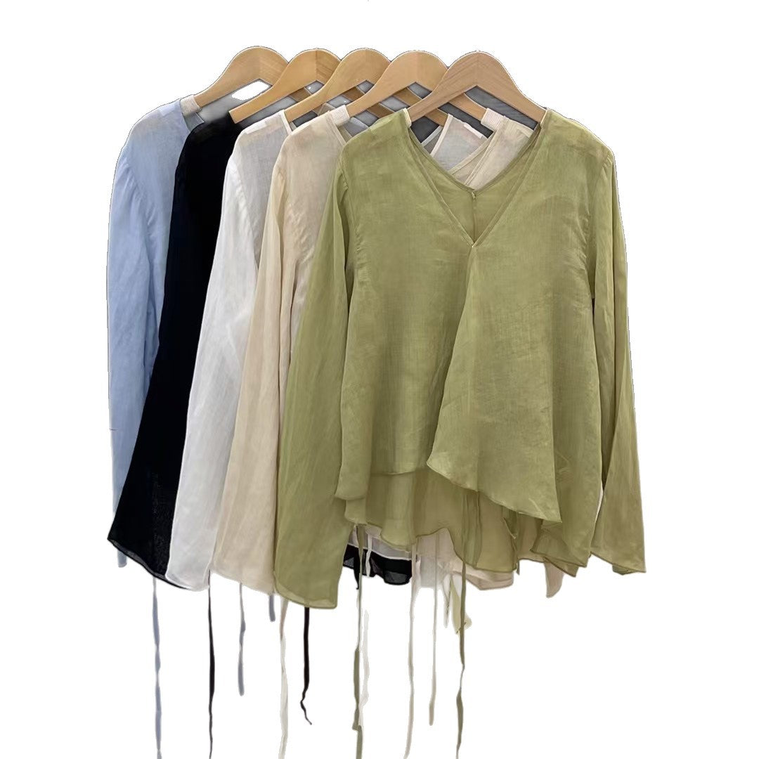 Femme Loose-Fit Laget V-Udskæring Bluse Stilla