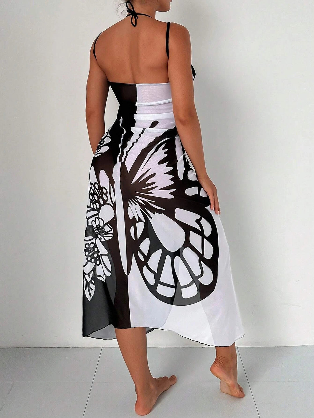Dame Floral Print Schwimmeddelskjole Stilla