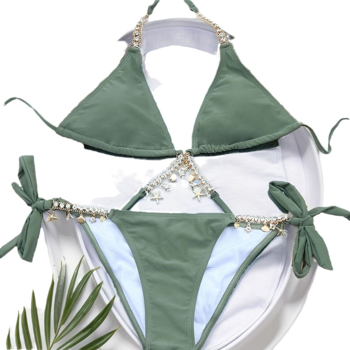 Dame triangulær bikini med dekorerede stropper og trendy design Stilla