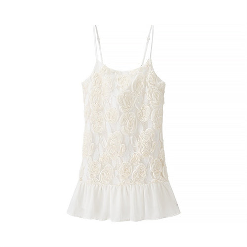 Femme Elegantes Floral Spitze Top med Flæsekanter Stilla