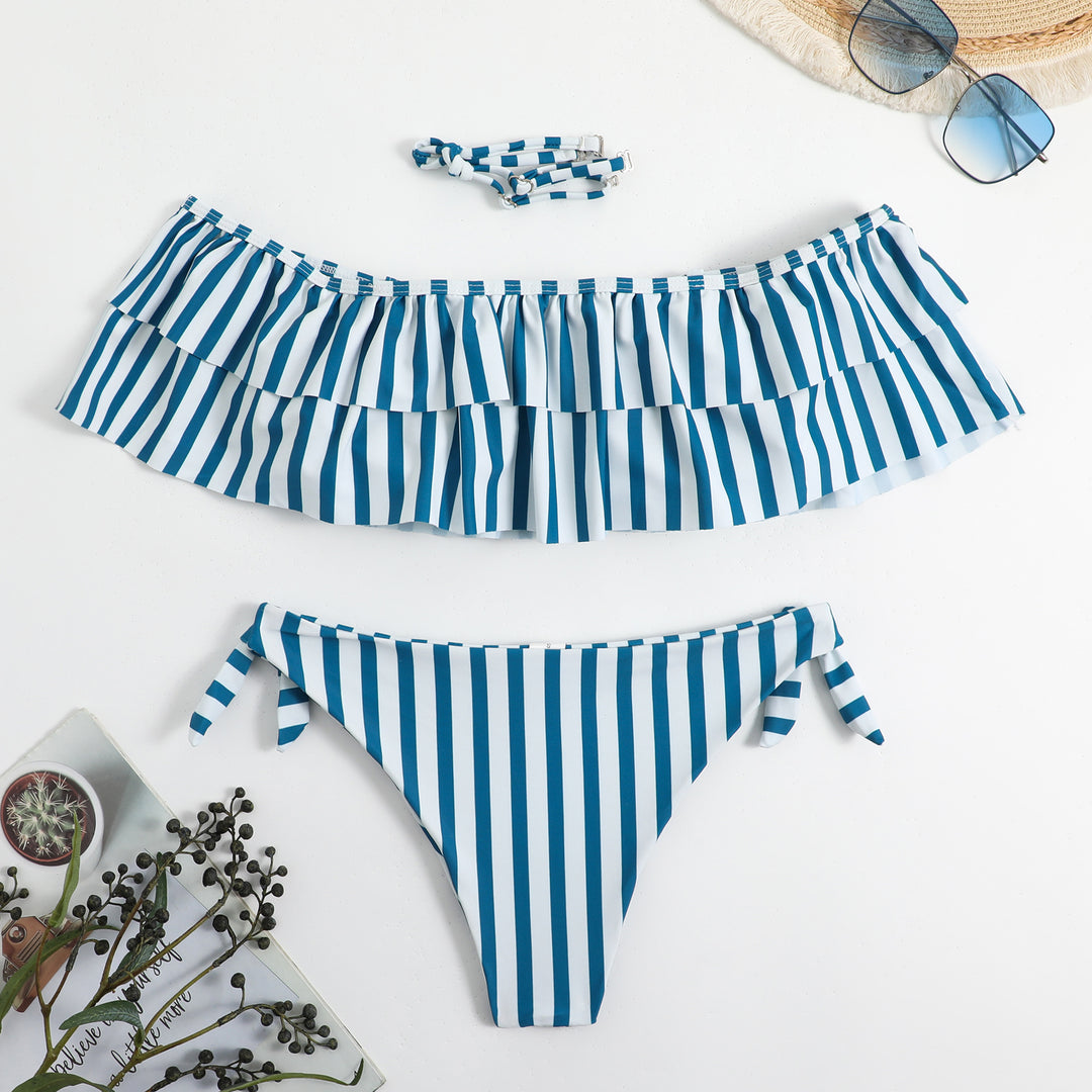 Dame Rysheudskæring stribede Bikini sæt Stilla