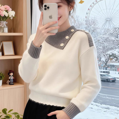 Kvinders mode piqué sweater med knapdetaljer Stilla