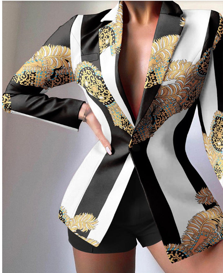 Dame Mode Blazer med leopardmønster og figursyet snit Stiila