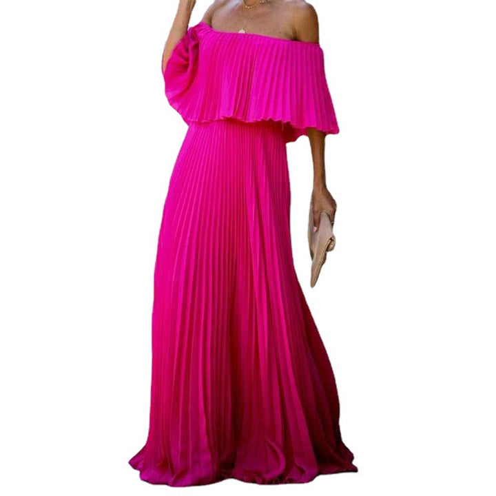 Dame Off-Shoulder Maxikjole med plisseret design og afslappet snit Stilla
