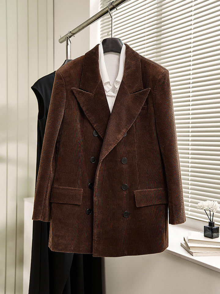 Damer elegant kordblazer med dobbelt knap række og klassisk snit Stilla