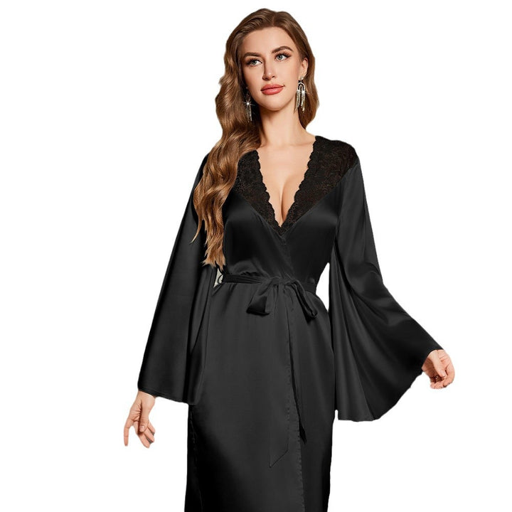 Dame Satin Kimono-rog med elegante spidsudsmykninger og bred pasform Stilla