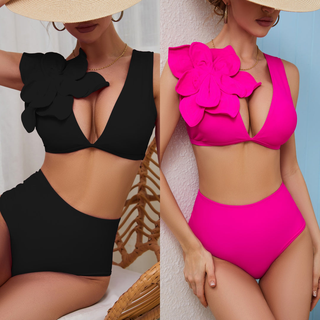 Dame Bikini-sæt med blomsteraccent og høj talje Stilla