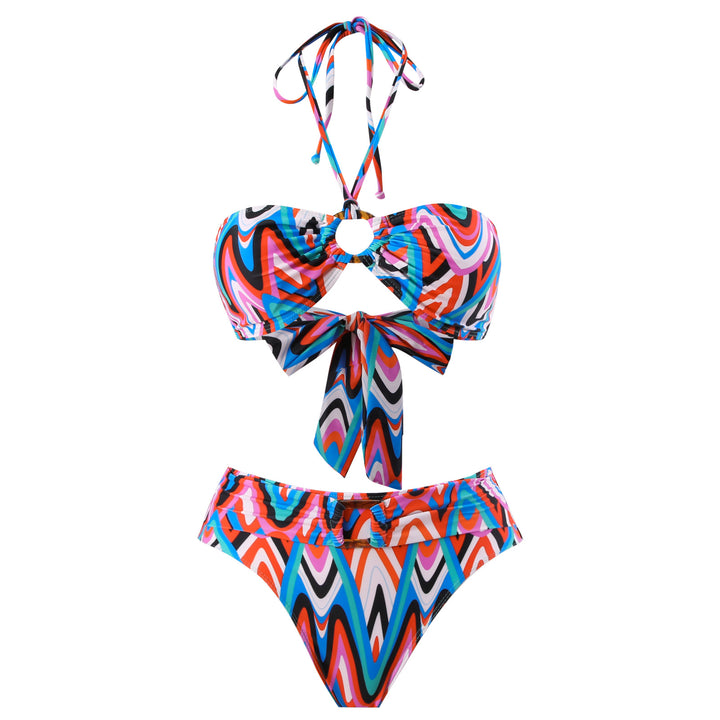 Dame Bikini-sæt med trendy indpakningsnederdel og fascinerende mønster Skovae