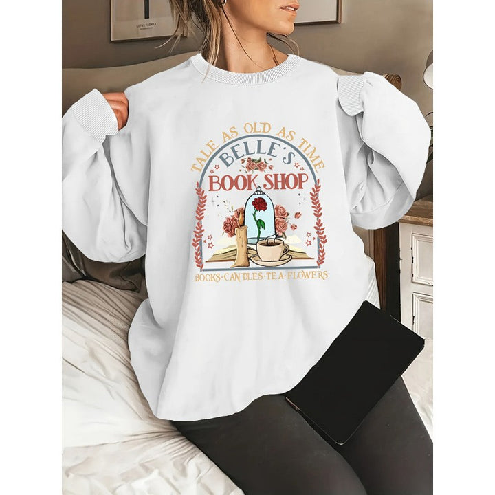 Dame sweatshirt med unikt boghandel motiv Stilla