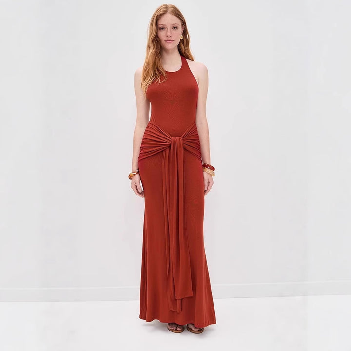 Dame Elegant Halsbånd Maxi Kjole Stilla