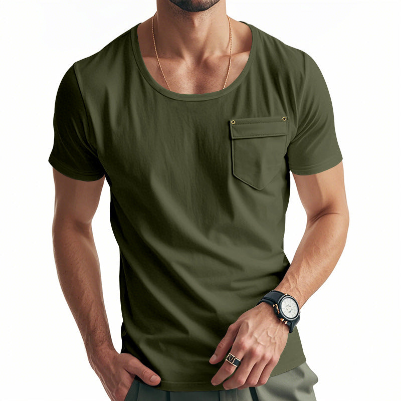 Herrer modernt funktionelt T-shirt med praktisk brystlomme-design Stilla
