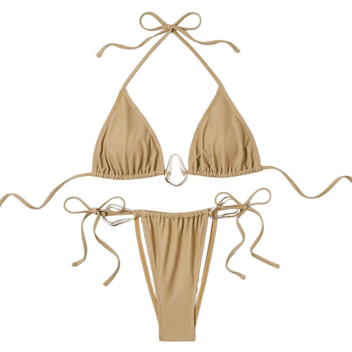 Dame Triangel-Bikini-Sæt med dekorerende ring og justerbare bånd Stilla