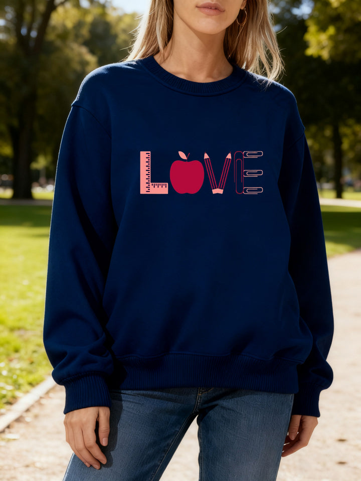 Kvinders sweatshirt med kreativ kærlighedsmotiv Stilla
