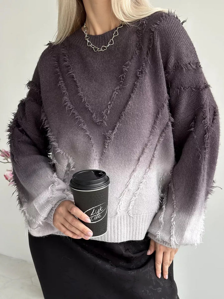 Femme Oversized Flosset Strikpullover Stilla