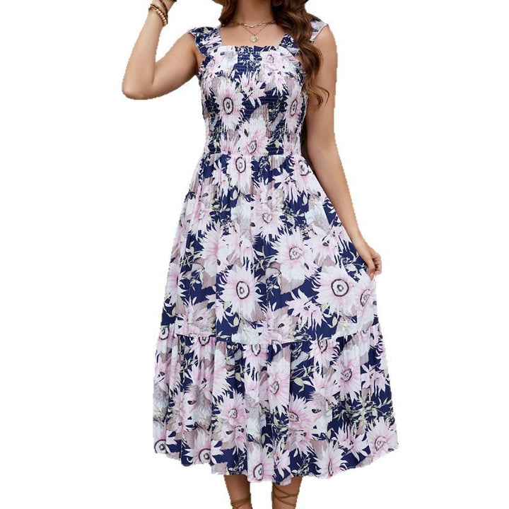 Femme Rynket Floral Maxi Kjole Stilla