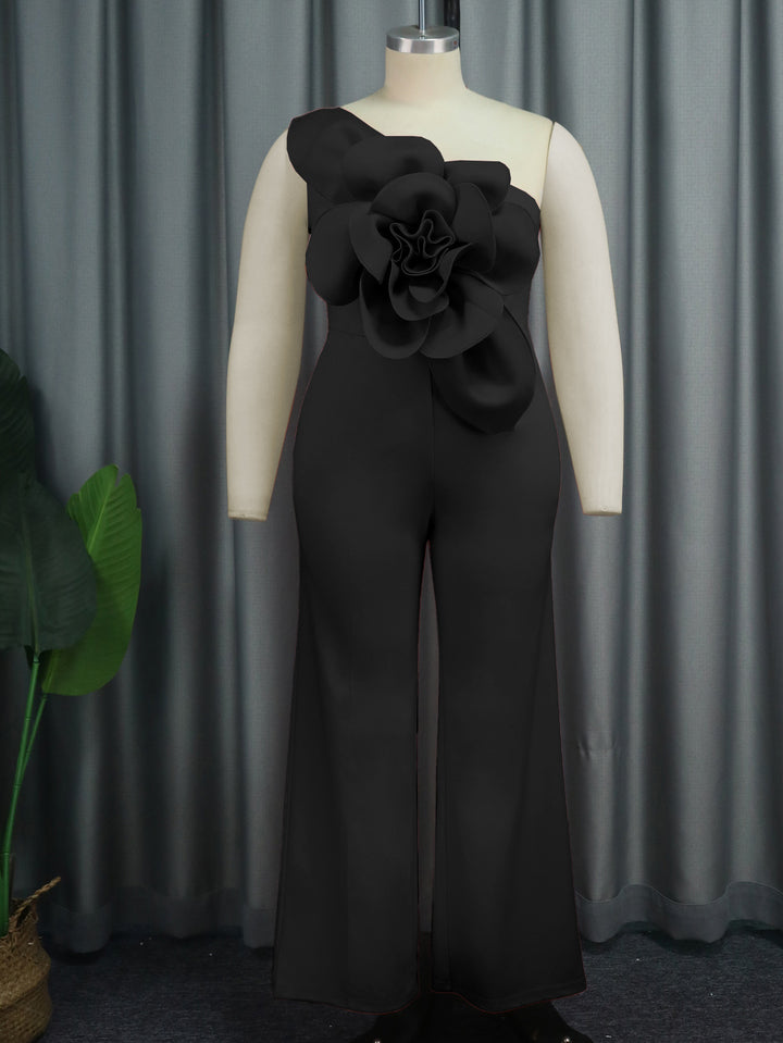 Dame elegant jumpsuit med unik blomsterapplikation Skovae
