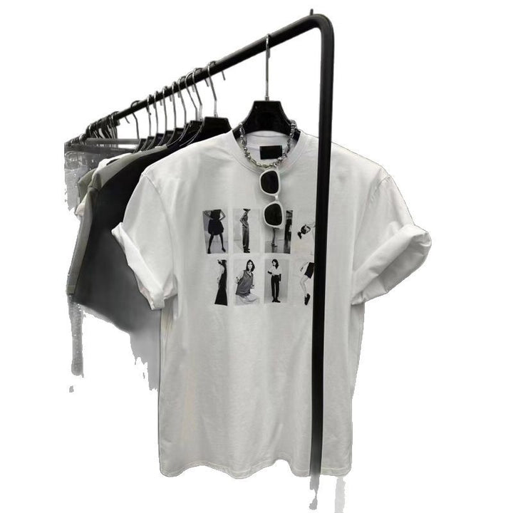 Dame T-shirt med kunstnerisk modeprint og afslappet oversized pasform Stilla
