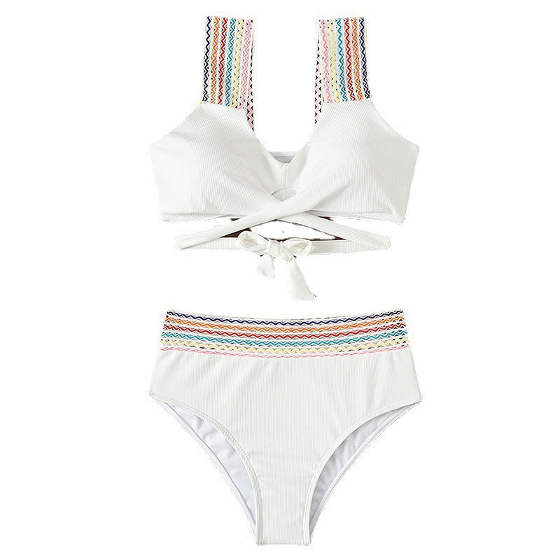 Dame Højtaljede Bikini-sæt med dekorative stropper og moderigtigt indpakningsdesign Stilla