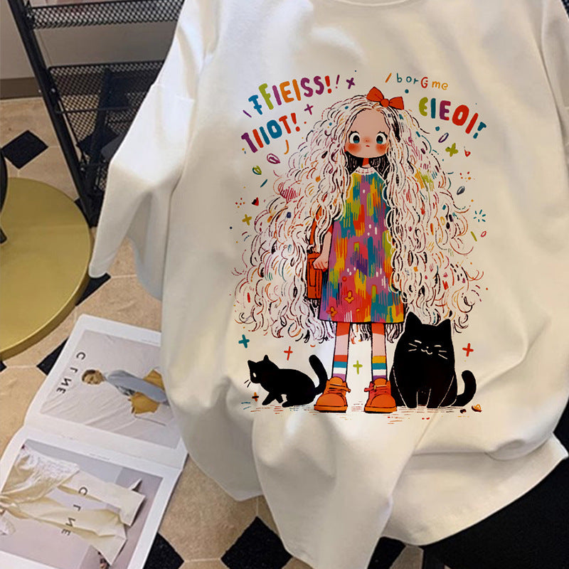 Dame T-shirt med farverigt grafikdesign og unikke illustrationer Stilla