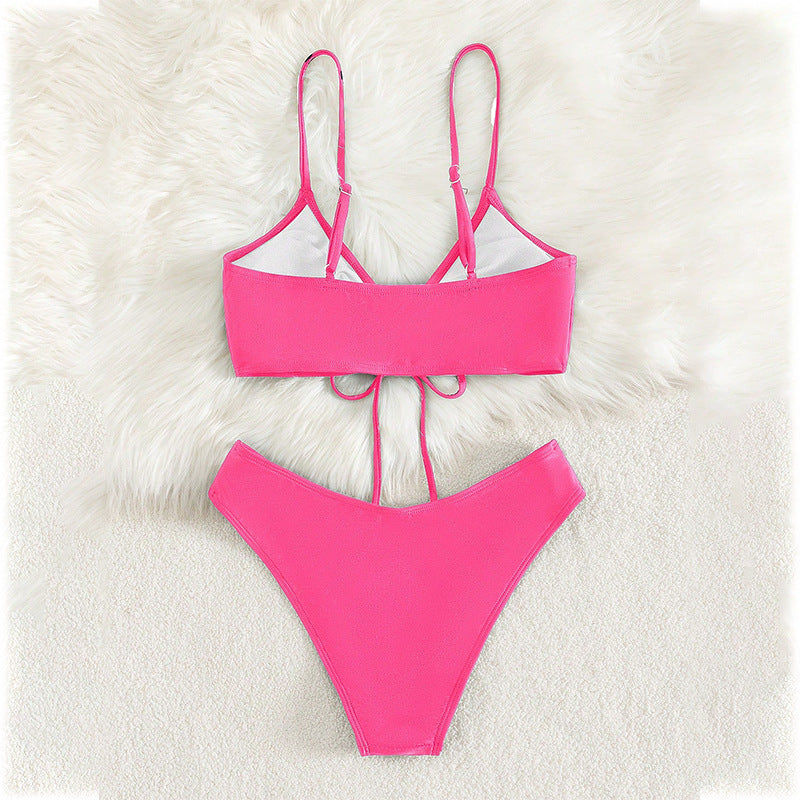 Dame triangel-bikini med raffineret snøre-detail Skovae