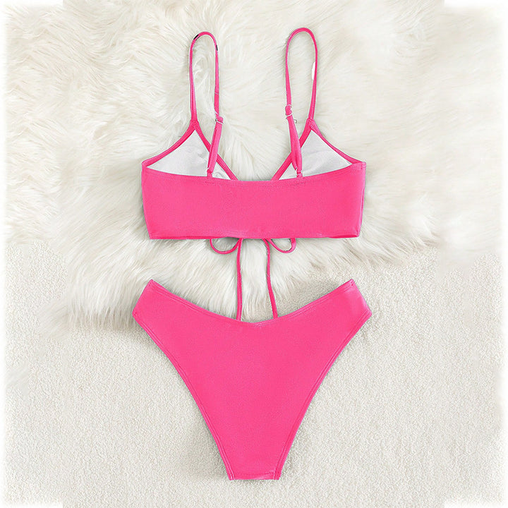 Dame triangel-bikini med raffineret snøre-detail Skovae