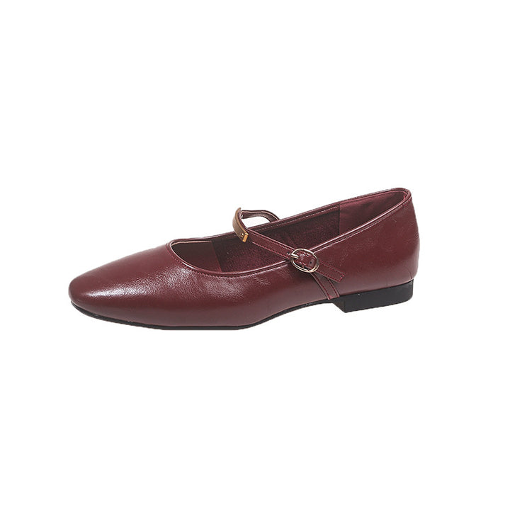 Dame elegant ballerinas med kvadratisk tåparti og justerbar rem Stilla