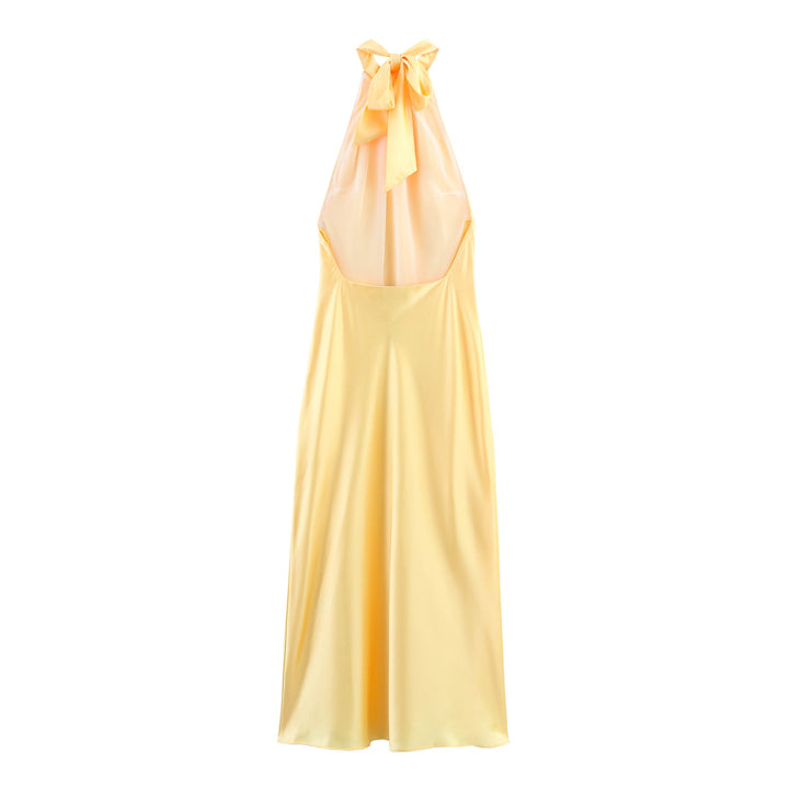 Dame Halterneck Satin Maxi Kjole med Nøglehulsdetalje Stilla
