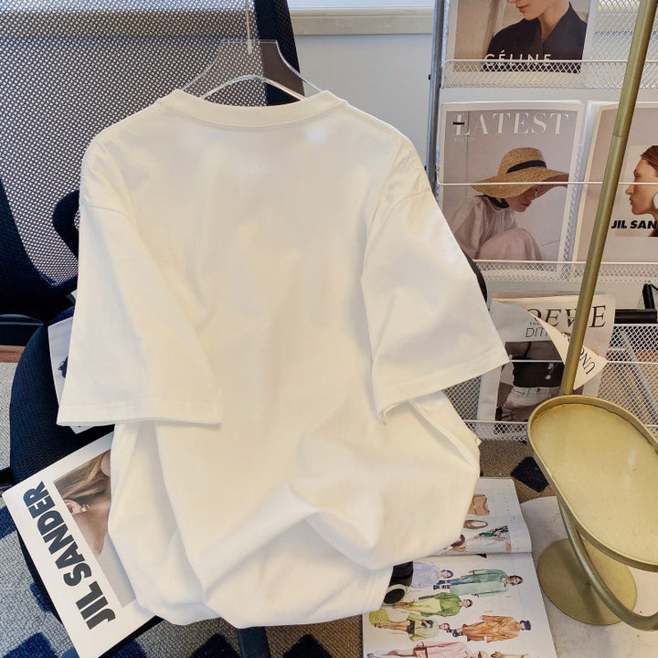 Dame T-shirt med kreativt kattemotiv og inspirerende weekend-tekst Stilla