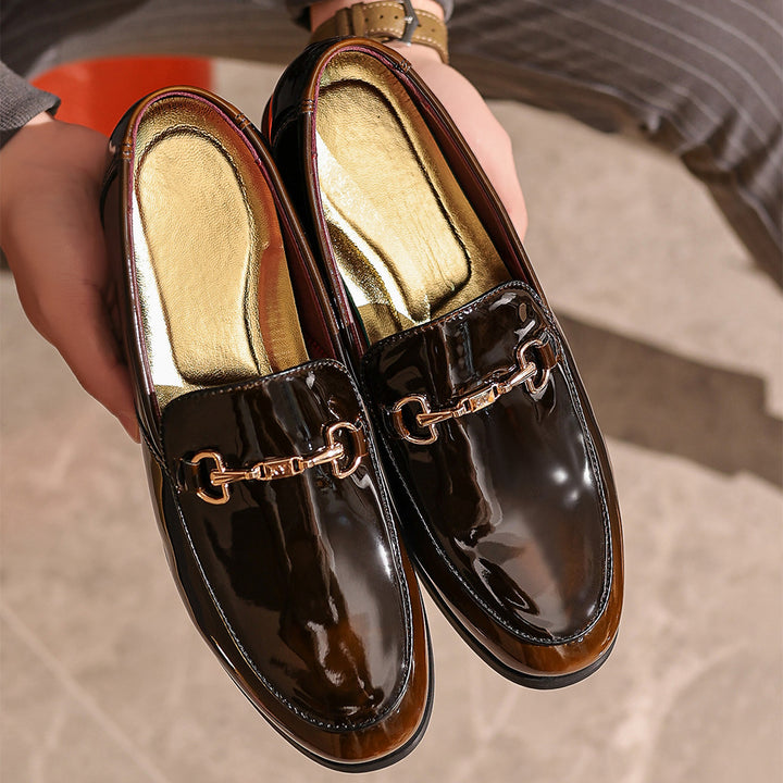 Herrer Skinnende Læder Dress Loafers med Kæde-detalje Stilla
